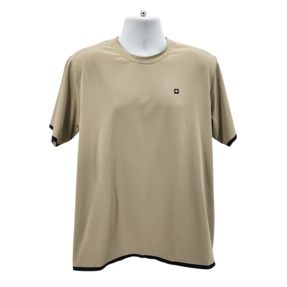 686 Mens Large Shirt Mesh Recycled Polyester Tan Stretch Athleisure Activewear - Picture 1 of 8